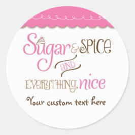 Sugar & Spice typografi Baby Shower Party dekal Runt Klistermärke