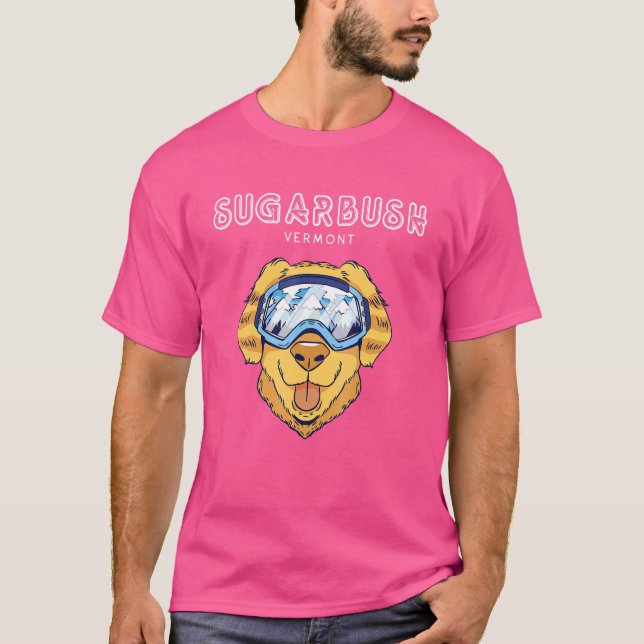 Sugarbush Vermont - Rolig hund Ski Googles T Shirt (Framsida)