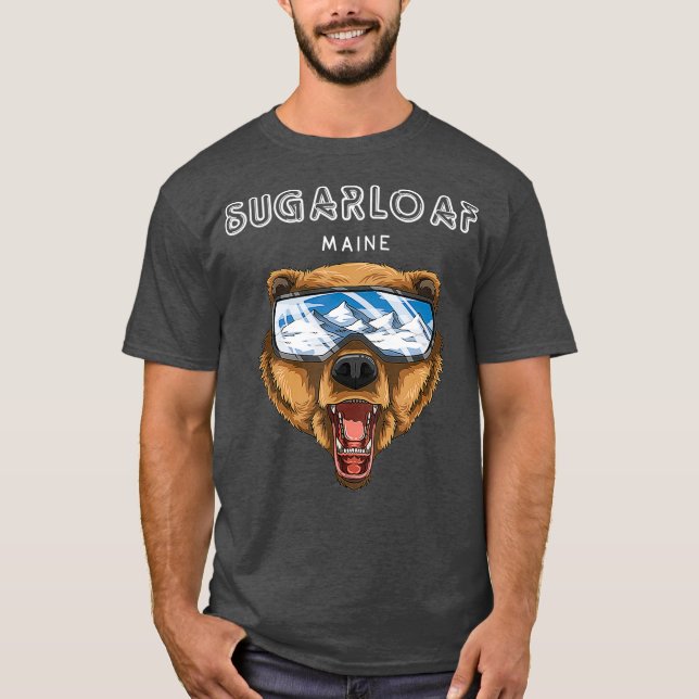 Sugarloaf Maine Grizzly Ski Gift T Shirt (Framsida)