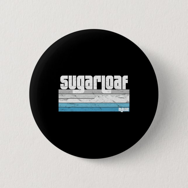 Sugarloaf Maine Me Retro Vacation Skiing Snowboard Knapp (Framsida)
