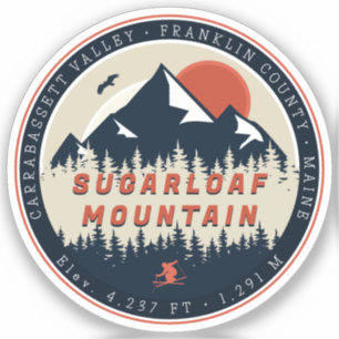 Sugarloaf Maine Mountain Retro Vintage 60s Ski Klistermärken