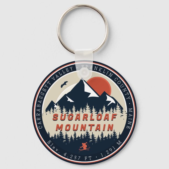 Sugarloaf Maine Mountain Retro Vintage 60s Ski Nyckelring (Framsida)
