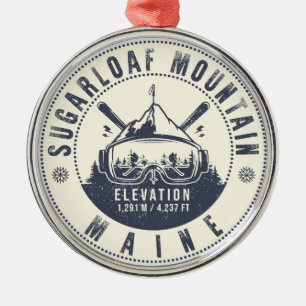 Sugarloaf Maine Mountain Vintage Ski Souvenir Julgransprydnad Metall