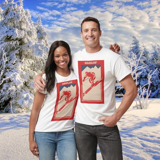 Sugarloaf Mountain i Maine - Ski Vintage T Shirt (Sugarloaf Mountain in Maine Ski Vintage Poster Skiing Resort T-Shirt)