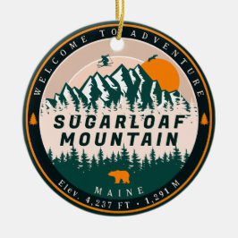 Sugarloaf Mountain Maine Skiing Sunset Souvenir Julgransprydnad Keramik