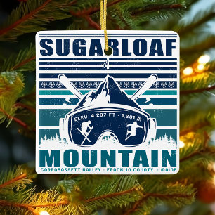 Sugarloaf Mountain Maine Vintage Skiing Souvenirs Julgransprydnad Keramik