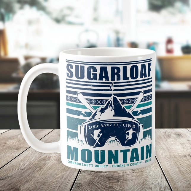 Sugarloaf Mountain Maine Vintage Skiing Souvenirs Kaffemugg (Skapare uppladdad)
