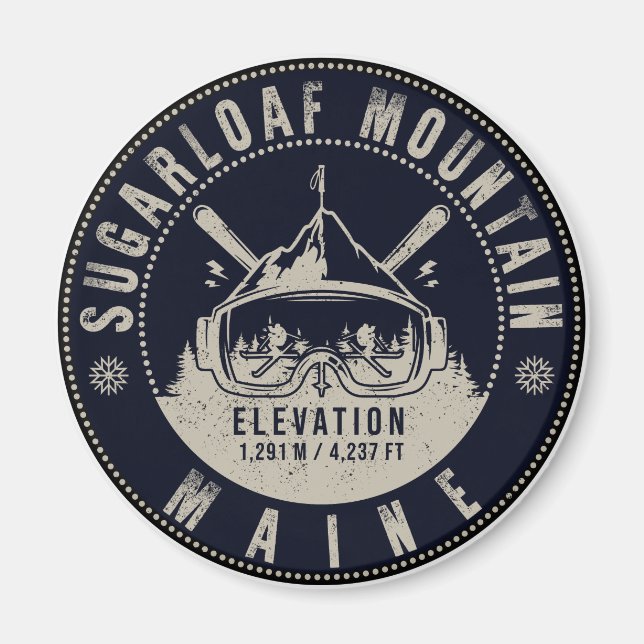 Sugarloaf Mountain Maine Vintage Skiing Souvenirs Magnet (Framsidan)