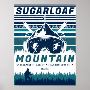 Sugarloaf Mountain Maine Vintage Skiing Souvenirs Poster