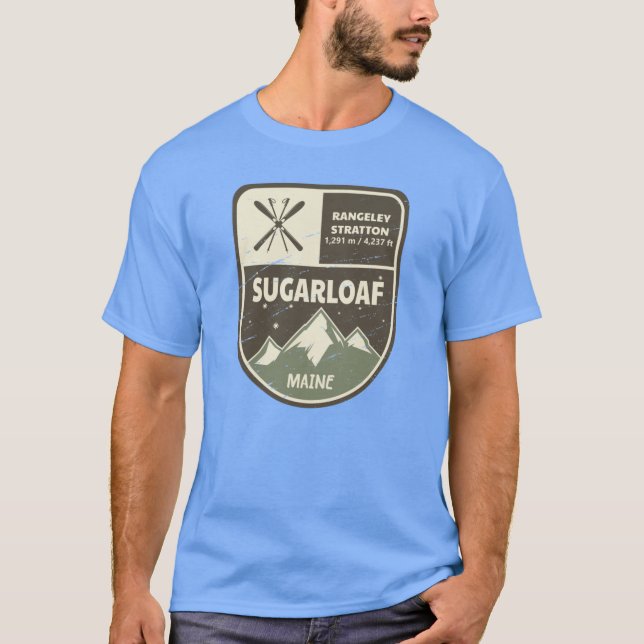 Sugarloaf Rangeley Stratton Maine Överstorlek T Shirt (Framsida)