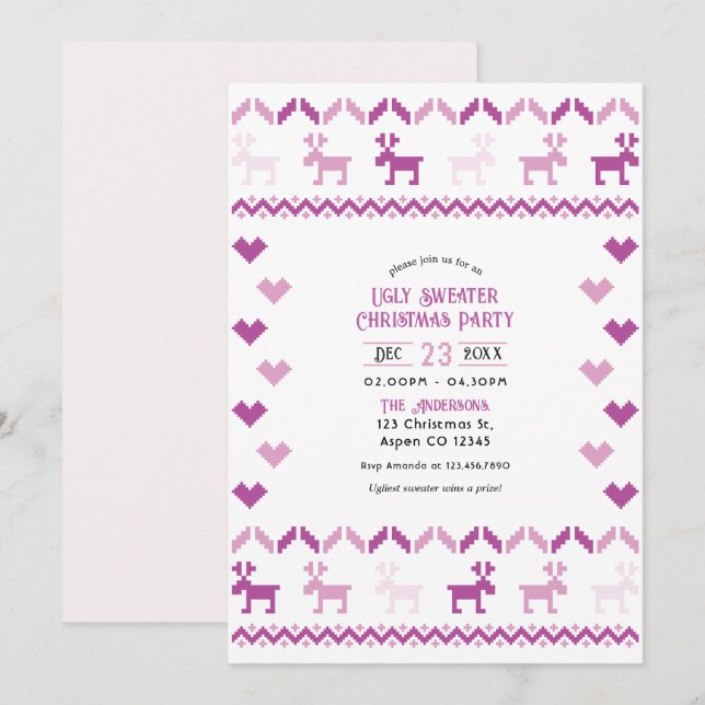 Sugarplum och Snö Sticka Ugly Sötare jul Party Inbjudningar (Fram/baksida)