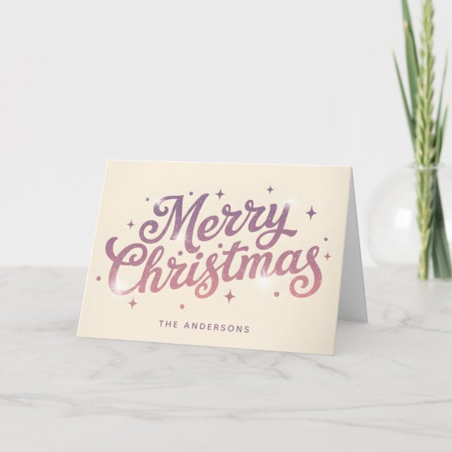 Sugarplum Retro Script God Jul Helgkort (Framsida)