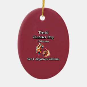 Sugarrock Diabetes. Världsdiabetesdagen. Julgransprydnad Keramik