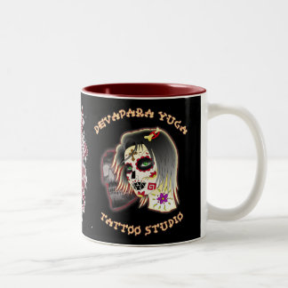 sugarskull lady, sugar skull deva, schwert herz Två-Tonad mugg
