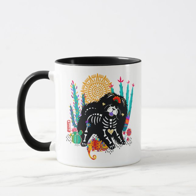 SUGARSKULL NIRVANA chow hund halloween 11 oz mugg (Vänster)