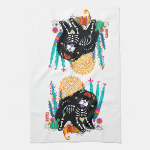 SUGARSKULL NIRVANA chow hund halloween Kökshandduk