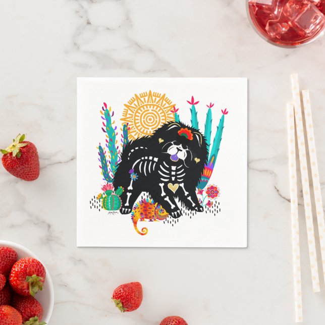 SUGARSKULL NIRVANA chow hund halloween Pappersservett (Insitu)