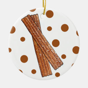 Sugary Churro Fried Dough Pastry Spain Food Julgransprydnad Keramik