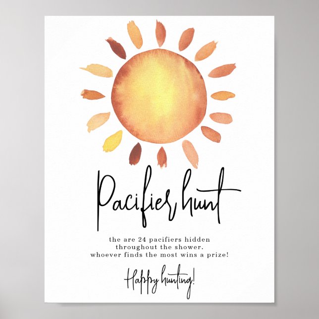 Sugerspets-jaktspel baby shower poster (Framsidan)