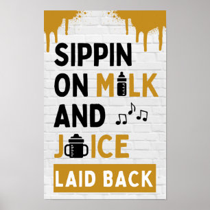 Suggande på mjölk och juice Black & Gold Hip Hop Poster