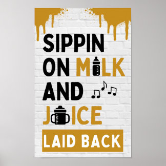 Suggande på mjölk och juice Black & Gold Hip Hop Poster