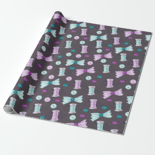Suggknappar Bows Lila Teal Seamstress Mönster Presentpapper