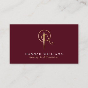Suggor & Alterations Bordeaux & Guld Monogram Visitkort