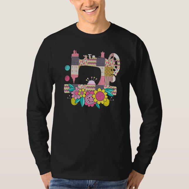 Suggor Maskin Blommigt Flower Seamstress Handcraft T Shirt (Framsida)