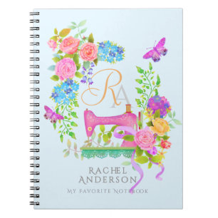 Suggor Ribbon Blommigt Monogram Blue Anteckningsbok