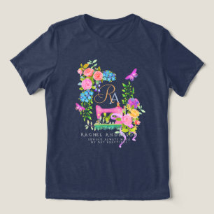 Suggor Ribbon Blommigt Monogram Navy T Shirt