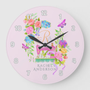 Suggor Ribbon Blommigt Monogram Rosa Stor Klocka