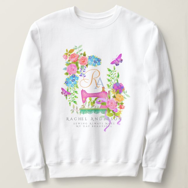 Suggor Ribbon Blommigt Monogram White T Shirt (Design framsida)