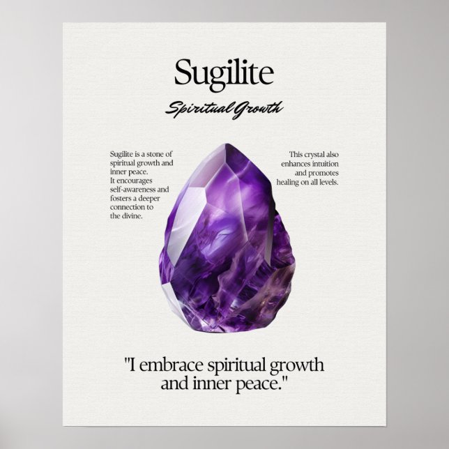 Sugilite Gem Crystal, meningskort Poster (Framsidan)