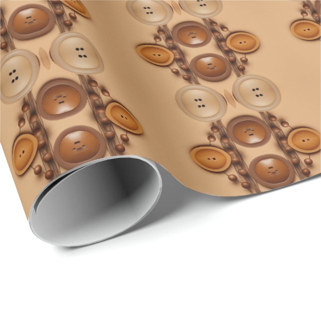 Sugkaffe och bruna buttonmix presentpapper (Rullad Hörn)
