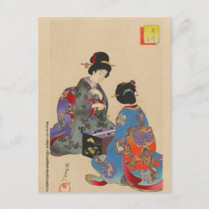 Sugoroku-spel av Toyohara Chikanobu Vykort