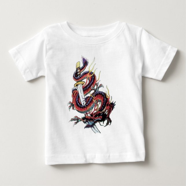 Sui Riu japansk drake Katana Tee Shirt (Framsida)