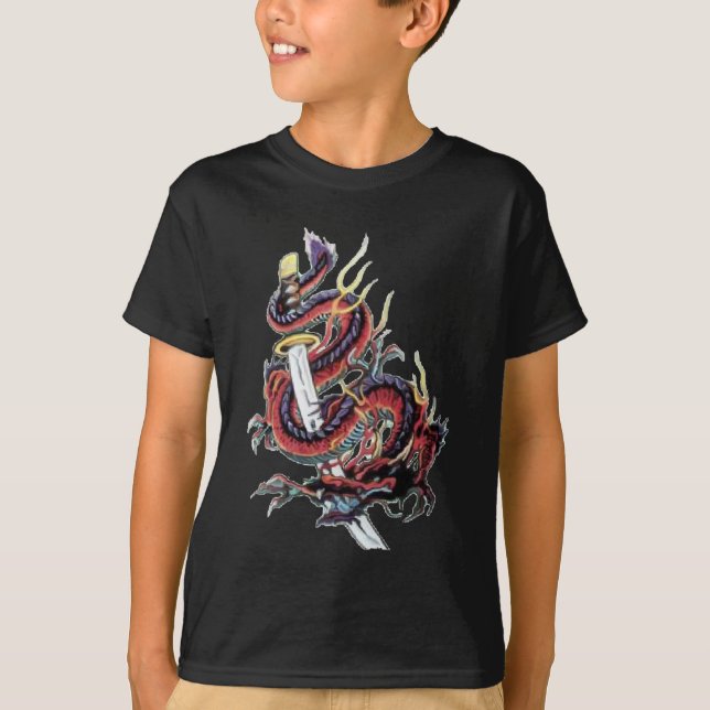 Sui Riu japansk drake Katana Tee Shirt (Framsida)