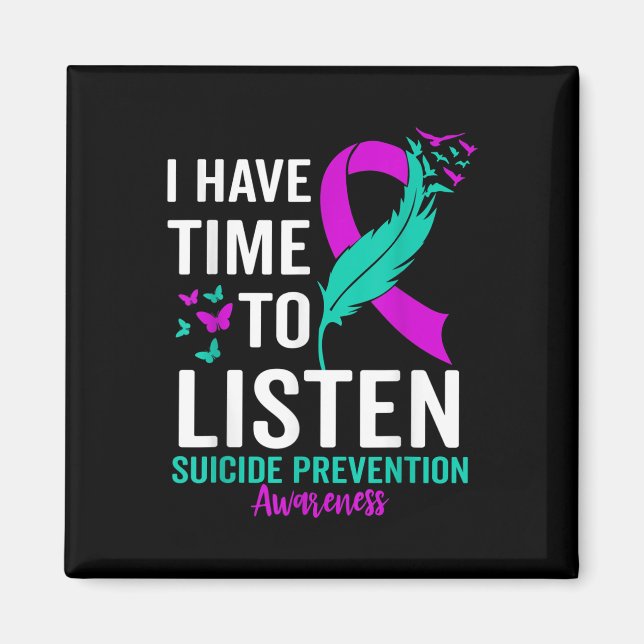 Suicid Awareness Ribbon Mental Health Suicide Pre Magnet (Framsidan)