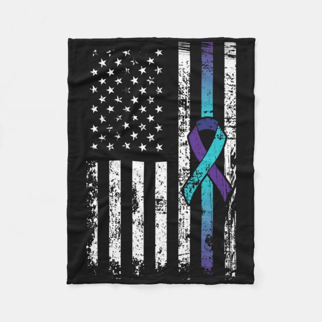 Suicid Depression American Flagga Prevention Aware Fleecefilt (Framsidan)