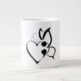 Suicide Awareness Butterfly Semi Colon Heart Mugg Jumbo Mugg