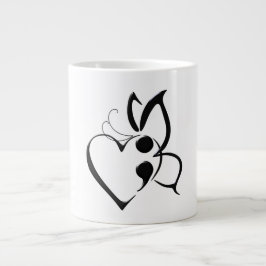 Suicide Awareness Butterfly Semi Colon Heart Mugg Jumbo Mugg