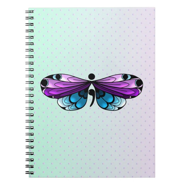 Suicide Awareness Butterfly Semicolon Anteckningsbok (Framsidan)