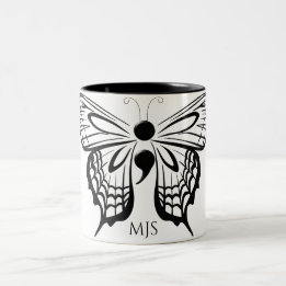 Suicide Awareness Butterfly Semicolon Två-Tonad Mugg