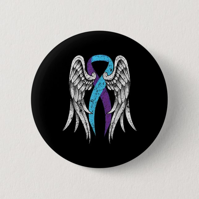 Suicide Awareness Clothing Vingar Ribbon Suicide P Knapp (Framsida)