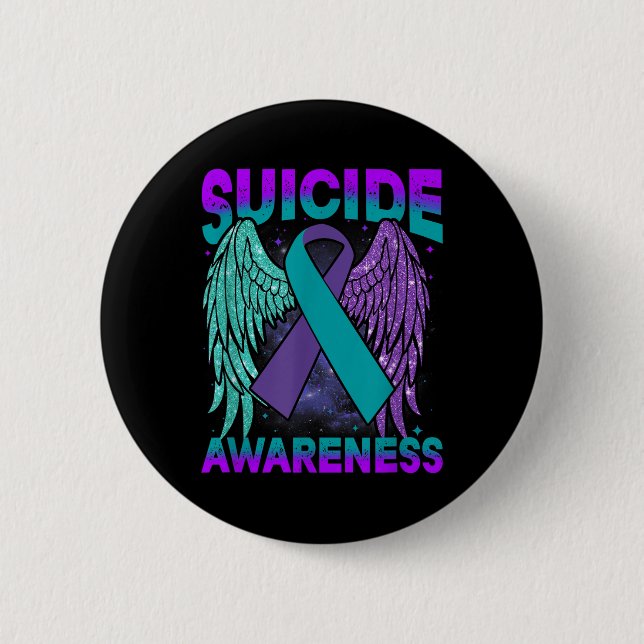 Suicide Awareness Clothing Vingar Ribbon Suicide P Knapp (Framsida)