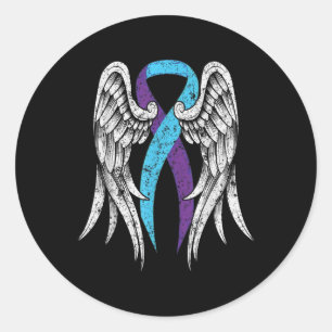 Suicide Awareness Clothing Vingar Ribbon Suicide P Runt Klistermärke