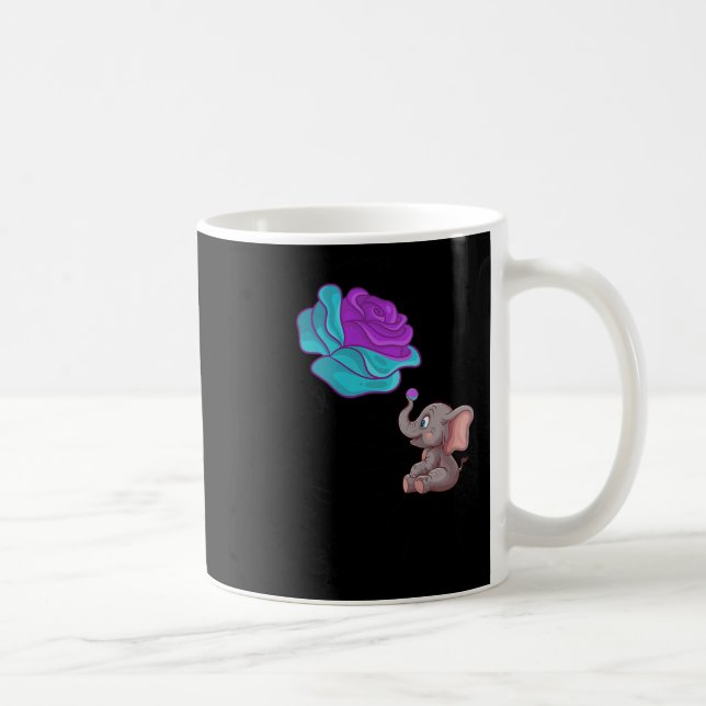 Suicide Awareness Flower Elephant Ribbon Graphic  Kaffemugg (Höger)
