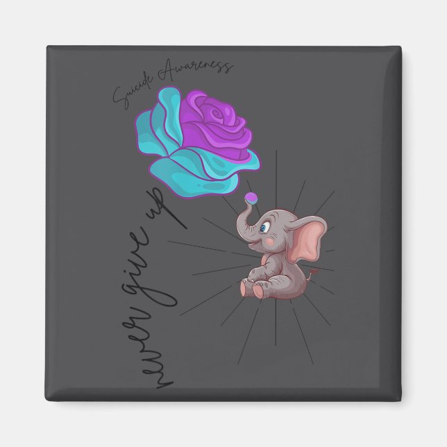 Suicide Awareness Flower Elephant Ribbon Graphic  Magnet (Framsidan)