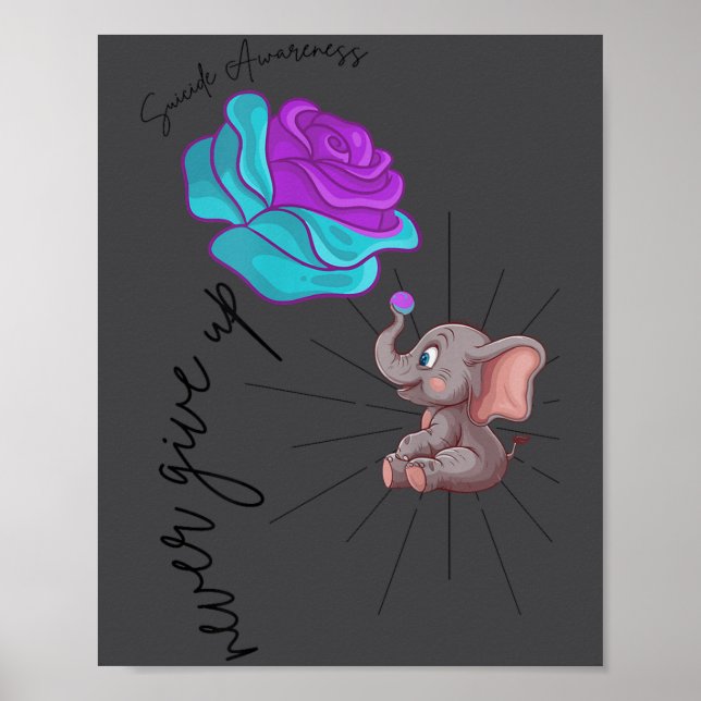 Suicide Awareness Flower Elephant Ribbon Graphic  Poster (Framsidan)