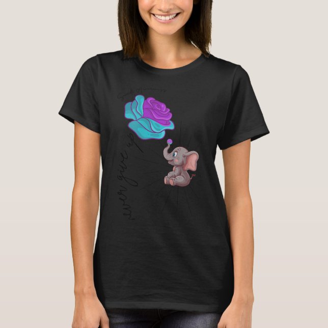 Suicide Awareness Flower Elephant Ribbon Graphic  T Shirt (Framsida)